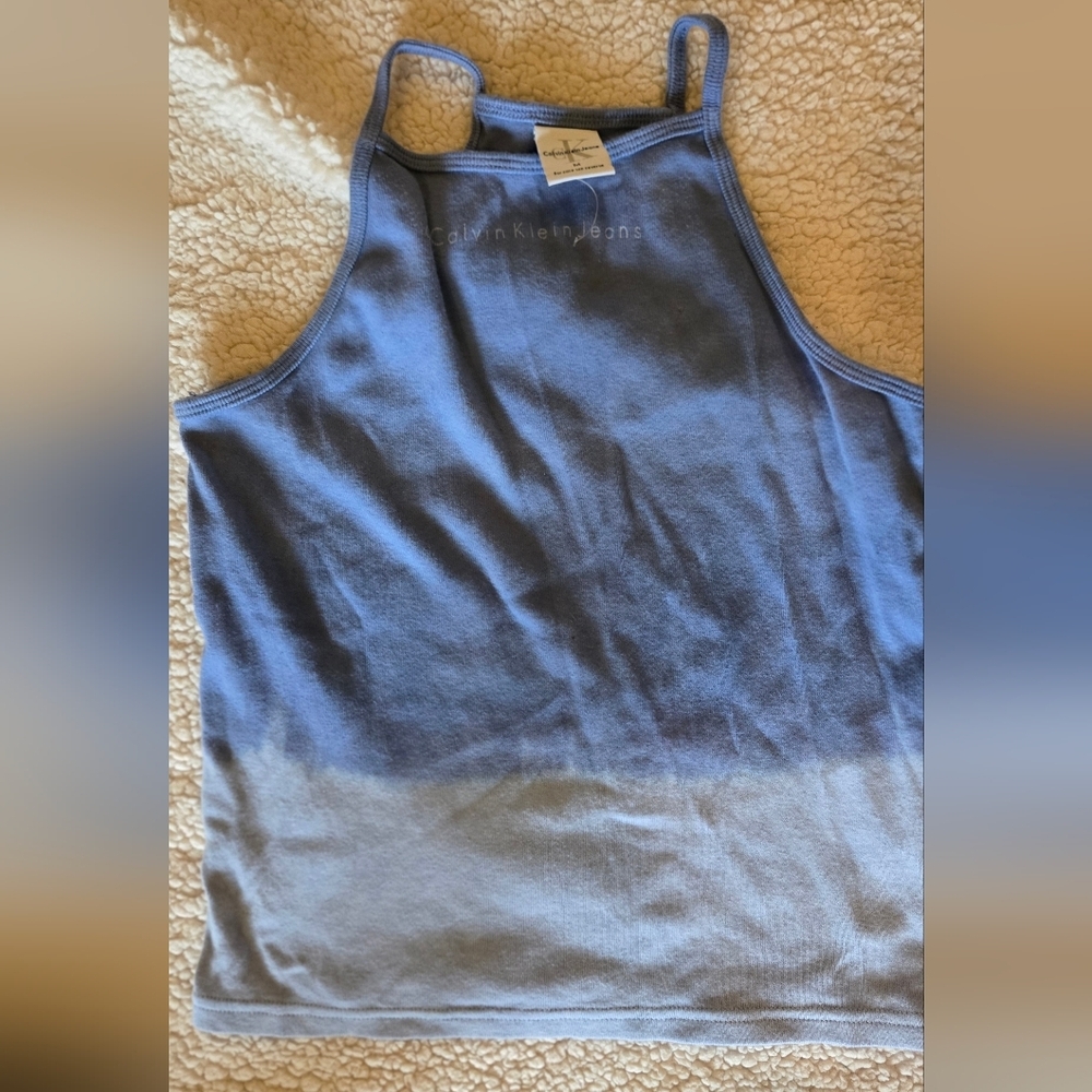 Calvin Klein Jeans Womens Blue Sleeveless Ombre Tank Top Work Out Athletic